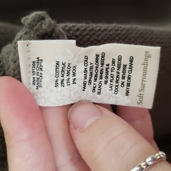 Soft surroundings chunky cardigan toggle closure, olive green, women size Small - Picture 6 of 9